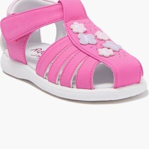 Rachel Shoes Girls Bright Pink Floral T-Strap Sandals- NEW with original box